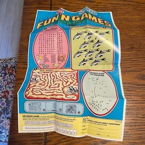 Fun Games Activity Sheet post cereal prize vintage